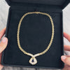 Vintage 14k Yellow Gold 1.72ct Blue Sapphire .81cttw Diamond Striking Regal Chevron Necklace - Video showing the piece