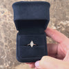 Antique Small 14k Rosy Yellow Gold Old Mine Cut Diamond Navette Cluster Ring 5.00