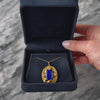 Antique Large 14k Yellow Gold 8.67ct Lapis Lazuli Hand Decorated Floral Pendant - Video showing the piece