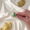 Vintage 14K Yellow Gold 3.86Ct Chrysoprase Hand Engraved Leaves Ring - Video showing the piece