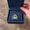 Estate Heavy 14k Yellow Gold Blue Opal Doublet Inlay Pinching Crab Slide Pendant - Video showing the piece