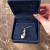Vintage William Ruser Heavy 14k Yellow Gold Freshwater Baroque Pearl Blue Synthetic Sapphire Kneeling Cherub Charm / Pendant - Video showing the piece
