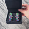 Vintage 18k White Gold Emerald Sapphire Ruby Spectacular Carved Earrings - Video showing the piece