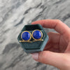 Large Bold Vintage 14k Yellow Gold 8.54ct Lapis Lazuli Wraparound Setting Earrings - Video showing the piece