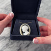 Antique Large 14k Yellow Gold Onyx Incredibly Detailed Lady Cameo Pin / Video showing the piece