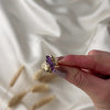 Vintage 10k Yellow Gold Amethyst Diamond Waterfall Cocktail Ring - Video showing the piece