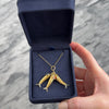 Heavy Vintage 18k Yellow & White Gold Amber Foil-Backed Glass Blue Foil-Backed Glass Pink Foil-Backed Glass Whimsical Minnow Trio Charm / Pendant - Video showing the piece