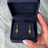 Vintage 14k Yellow Gold Diamond Intricate Frame Setting Dangle Earrings - Video showing the piece