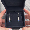 Vintage 14k White Gold 2.05cttw Blue Sapphire Diamond Open Line Oval Drop Dangle Earrings - Video showing the piece