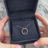 Vintage 14k White Gold .63ct Dark Blue Sapphire Diamond Glittering Round Pendant