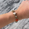 Vintage 14k Gold Coral Shell Mother Of Pearl Malachite Station Cameo Bracelet - Video showing the piece