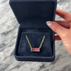 Estate 18k Yellow Gold 5.01ct Rose Tourmaline Chic Paperclip Link Bar Necklace - Video showing the piece