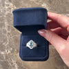 Vintage 14k White Gold 1.57ct Aquamarine Diamond Blue Sapphire Ornate Scallop Detail Ring - Video showing the piece
