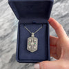 Antique Art Deco 14k White Gold Old European Cut Diamond Green Glass Pin / Pendant