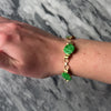 Vintage Heavy Ming's 14k Yellow Gold 19cttw Jade Carved Blossoms Bracelet - Video showing the piece