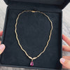 Vintage 14k Yellow Gold 2.87ct Pink Tourmaline Diamond Drop Necklace 16.25