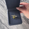Vintage Impressive 14k Yellow Gold Diamond Emerald Enamel Honeybee Pin - Video showing the piece