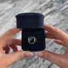 Vintage Dutch 14k Yellow Gold Onyx Malachite Modern Inlay Signet Ring - Video showing the piece