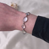 Vintage 14K White Gold 17.15Cttw Blue Sheen Moonstone Bracelet 7.5" - Video showing the piece