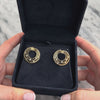 Vintage 14k Yellow Gold Diamond Sparkling Swirling Orbital Hoop Earrings