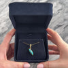 Vintage 14k Yellow Gold 3.3cttw Turquoise Diamond Sleek Crossover Navette Pendant - Video showing the piece