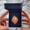 Antique Large 14k White & Yellow Gold Coral Old European Diamond Cameo Pin / Pendant - Video showing the piece