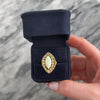 Vintage Tall Large 14k Yellow Gold 2.48ct Opal .55cttw Diamond Brutalist Textured Navette Halo Statement Ring - Video showing the piece