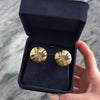 Large Lightweight Vintage 14k Yellow Gold Textured Button Earrings - Video showing the piece