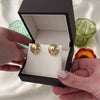 Large Vintage 14k Yellow Gold Ruby Diamond Dome Starbursts Earrings - Video showing the piece