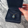 Vintage 14k Yellow Gold 2.21ct Blue Topaz Diamond Swirling Accented Oval Pool Pendant - Video showing the piece