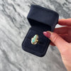 Vintage 18k Yellow & White Gold Diamond Opal Striking Haloed Teardrop Ring 7.00