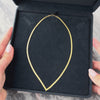 Vintage Italian 14k Yellow Gold Sophisticated Patterned Flat Chain Chevron Necklace - On model view