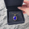 Vintage Large 14k Yellow Gold Lapis Lazuli Chic Cabochon Enhancer Pendant - Video showing the piece
