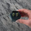 Vintage 14k Yellow Gold Emerald Diamond Swirling Flourish Stud Earrings - Video showing the piece