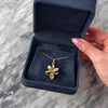 Vintage 18k Yellow Gold Emerald Heart Detail Blooming Iris Pendant - Video showing the piece