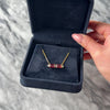 Vintage 14k Yellow Gold 2.18cttw Garnet Diamond Chic Sparkling Bar Necklace - Video showing the piece