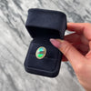 Vintage 18k Yellow Gold Blue Opal Doublet Diamond Blue Sapphire Iridescent Oval Halo Ring - Video showing the piece