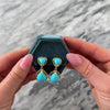 Vintage Heavy 14k Yellow Gold 14.54cttw Turquoise Rope-Framed Omega-Back Dangle Earrings - Video showing the piece