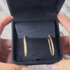 Vintage Italian 14k Yellow Gold Shiny Ridged Elongated Hoop Earrings