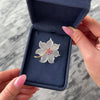 Vintage 14k Yellow Gold Ruby Frosty Rock Crystal Beautiful Tropical Flower Brooch / Pin - Video showing the piece