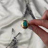 Vintage 14k Yellow Gold Blue Carved Turquoise Hand Engraved Ring - Video showing the piece