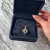 Vintage 14k Yellow Gold 1.92ct Blue Topaz Diamond Striking Scrolling Oval Halo Pendant - Video showing the piece