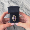 Vintage 18k Yellow Gold 16.47ct Amethyst Pearl Oversized Dramatic Navette Halo Cockail Ring - Video showing the piece