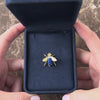 Vintage 18k Yellow & White Gold 1.43ct Lapis Lazuli Diamond Insect Brooch / Pin