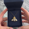 Vintage 14k Yellow Gold Diamond Sparkling Honey Bee Pendant - Video showing the piece