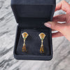 Vintage 14k Yellow Gold Citrine Green Chalcedony Diamond Carved Dangle Earrings - Video showing the piece