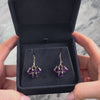 Vintage 14k Yellow Gold 9.32cttw Amethyst Vibrant Purple Trio Dangle Earrings