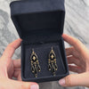 Antique Victorian 10k Yellow Gold Onyx Pearl Adorned Mourning-Style Teardrop Dangle Earrings - Video showing the piece