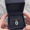 Vintage 14k Yellow & White Gold 6.25ct London Blue Topaz Diamond Framed Oval Checkerboard Pendant