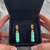 Estate Substantial 14k Yellow Gold 32.41cttw Turquoise Diamond Carved Column Dangle Earrings - Video showing the piece